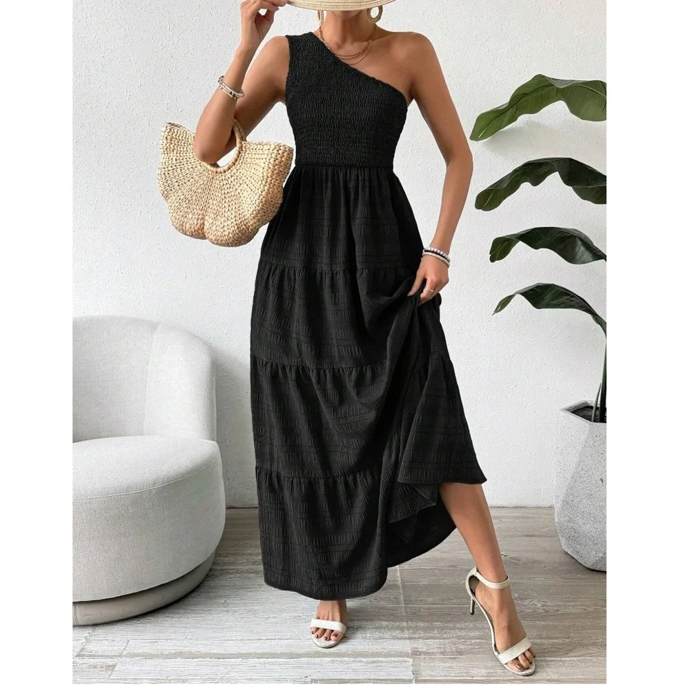 One-Shoulder Green Maxi Dress - Elegant Summer Style Size 4/Small - Picture 5 of 7